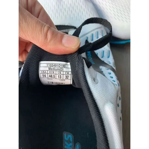 Brooks Adrenaline Gts 21 Mens 14 Running Shoes white blue and black clean mint c - Picture 4 of 10